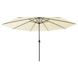 Parasol de jardin avec lumi&egrave;res LED et m&acirc;t en m&eacute;tal 400cm sable