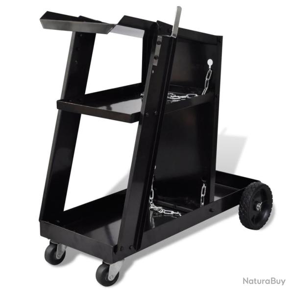 Chariot de soudage avec 3 �tag�res d'atelier Noir