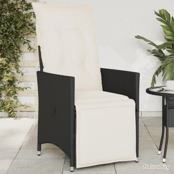 Chaise inclinable de jardin avec coussins noir r�sine tress�e