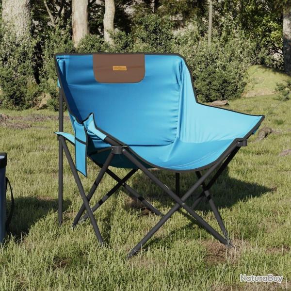 Chaise de camping avec poche pliable lot de 2 bleu vif