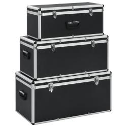 Bo&icirc;tes de rangement 3 pcs Noir Aluminium