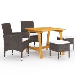 Ensemble &agrave; manger de jardin 5 pcs Marron