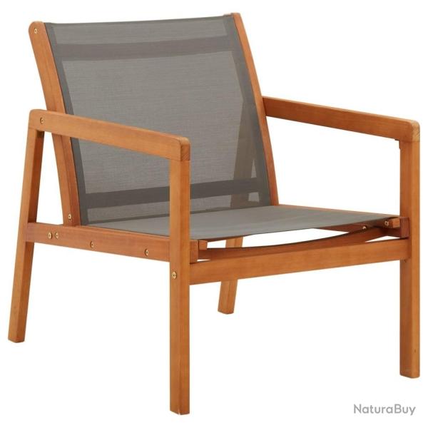Chaise de jardin Gris Bois d'eucalyptus solide et textil�ne