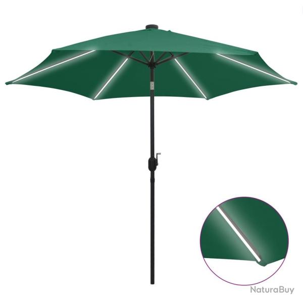 Parasol de jardin avec lumi�res LED et m�t en aluminium vert