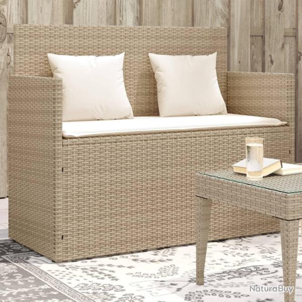 Banc de jardin avec coussins beige r�sine tress�e