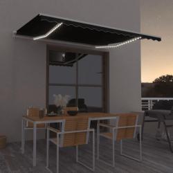 Auvent manuel r&eacute;tractable avec LED 450x350 cm Anthracite