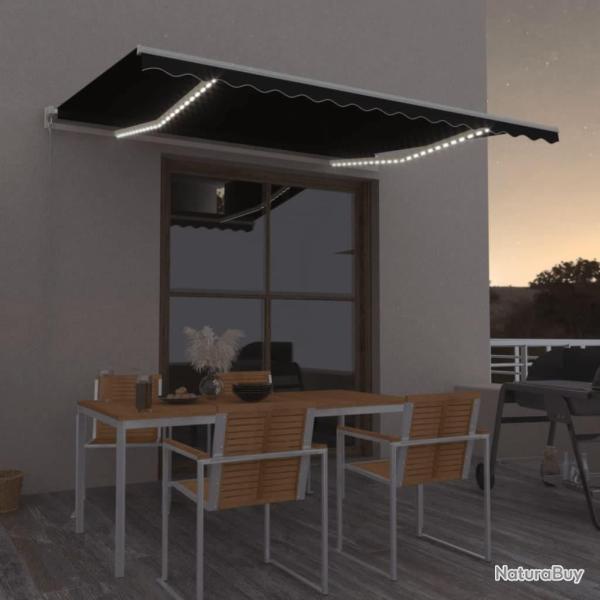 Auvent manuel r�tractable avec LED 450x350 cm Anthracite