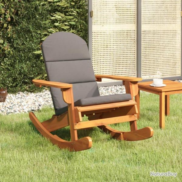 Chaise  bascule Adirondack avec coussins bois massif d'acacia