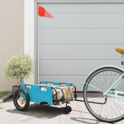 Remorque de v&eacute;lo bleu tissu oxford et fer