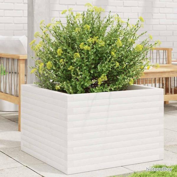 Jardinire blanc 70x70x46 cm bois de pin massif