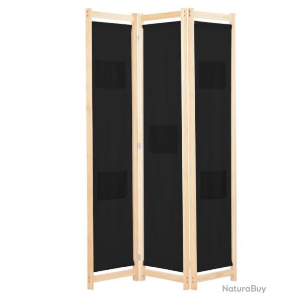 S�parateur de pi�ce 3 panneaux Noir 120 x 170 cm - Paravent �l�gant et pratique