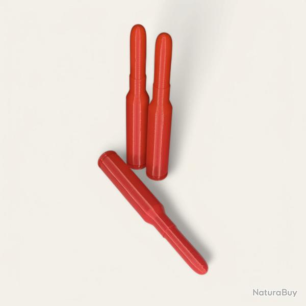 3 Cartouches Amortisseur/Manipulation Rouge en 6.5x52 carcano - Made in France