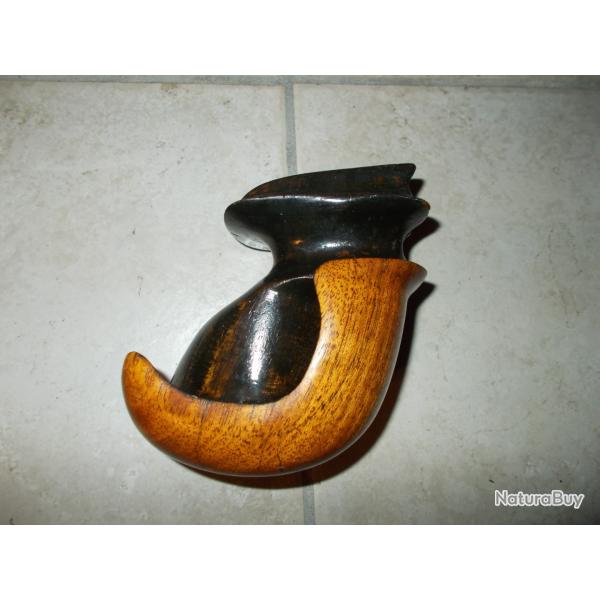 ancienne grosse poign�e ergonomique bois massif sculpt� pour revolver pistolet pr�cision arme tir