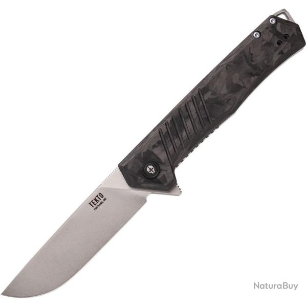Couteau Tekto Knives F1 Alpha Lame Acier D2 Manche G10/FCarbone Linerlock Clip USA TKTF1CBKSL1