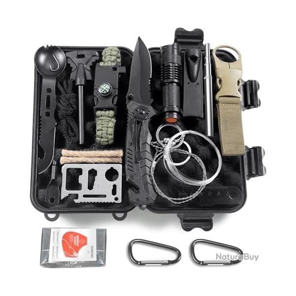 Graxury 14 en 1 Trousse de Survie Trousse de Survie Polyvalente Trousse de Premiers Soins pour Les S