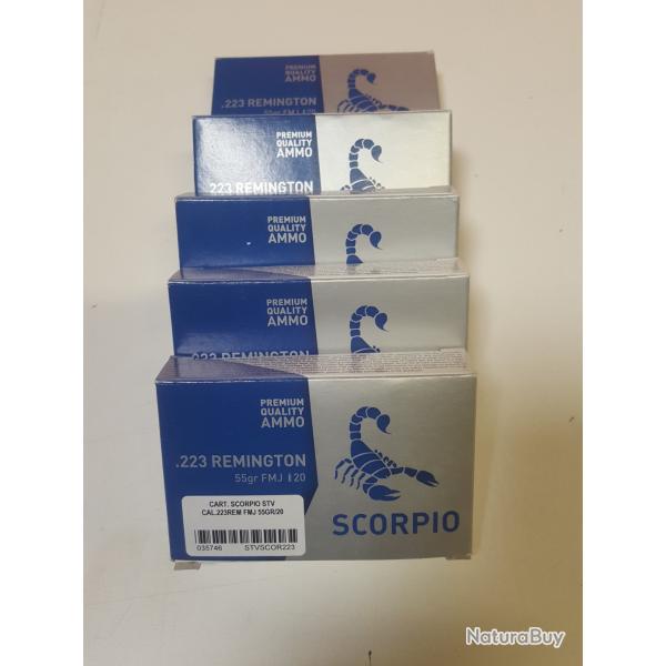 CARTOUCHES STV CAL. 223 REM 55GR FMJ LOT DE 5 BOITES