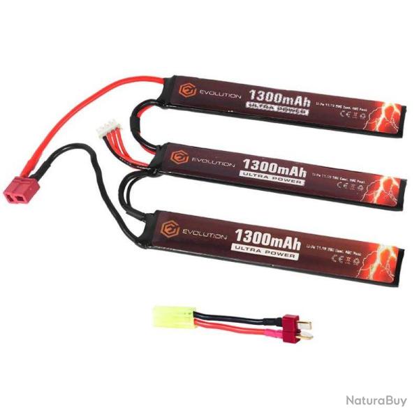 BATTERIE EVOLUTION Li-Po Ultra 11.1V / 1300MAH 3 ELEMENTS - CONNECTEUR T-Plug