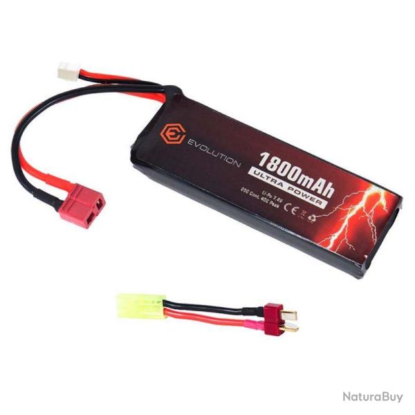 BATTERIE EVOLUTION Li-Po Ultra 7.4V / 1800MAH 1 ELEMENT - CONNECTEUR T-Plug