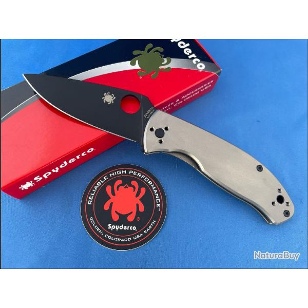 Couteau Spyderco Tenacious R.I.L. Lame Drop Point Acier 8Cr13MoV Manche Titane Framelock SC122TIBKP