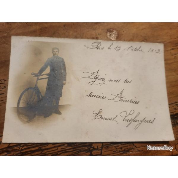 CPA/PHOTO Militaire cycliste Ernest Lasfargues 1903