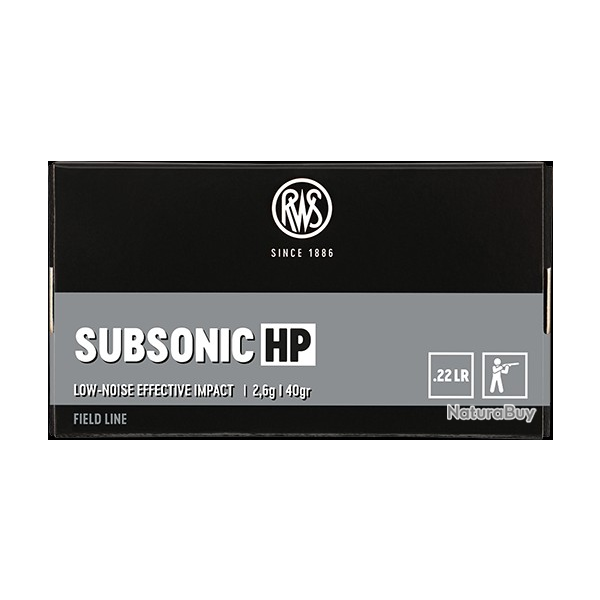 Cartouche RWS HP Subsonic , Cal: 22lr. Lot de 200.
