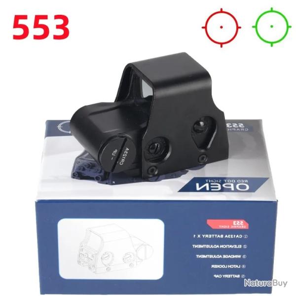 Viseur d'arme holographique avec anneau 68MOA et rticule 1 MOA -*553 NOIR -* LIVRAISON GRATUITE !!