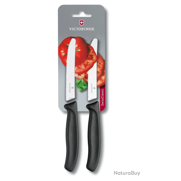 Victorinox 6.7833.B  Couteaux � tomates/couteaux de table bords dentel�s noir - 2 pi�ces