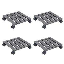Chariots &agrave; plantes 4 pcs Gris 30x30x7,5 cm WPC