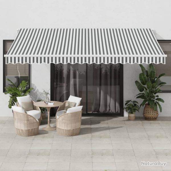 Auvent manuel r�tractable avec LED anthracite blanc 450x350 cm