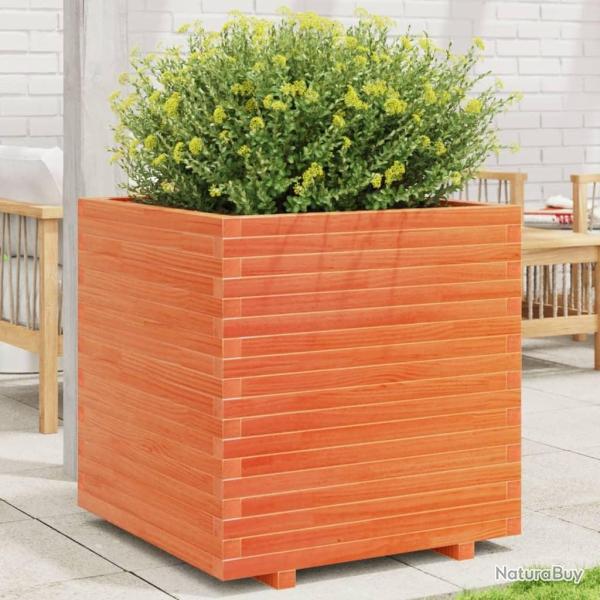 Jardinire cire marron 70x70x72,5 cm bois de pin massif