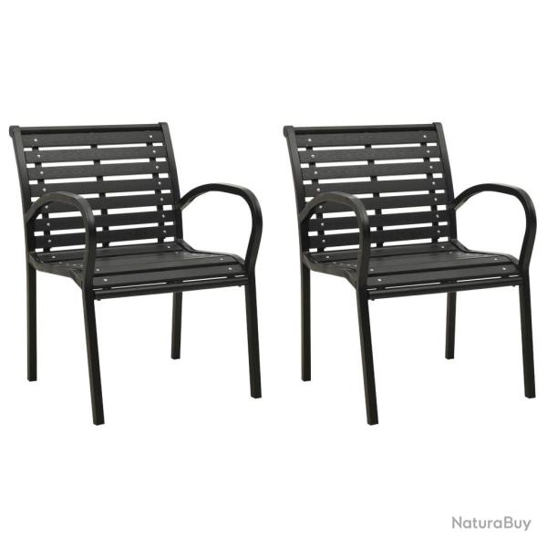 Chaises de jardin lot de 2 Acier et WPC Noir