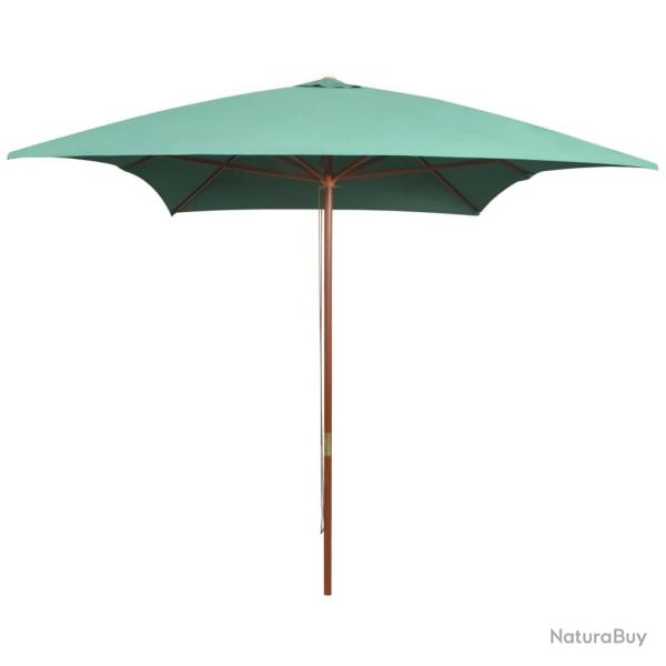 Parasol avec poteau en bois 200 x 300 cm Vert