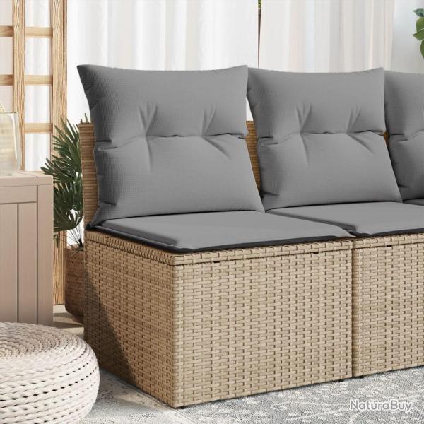 Canap� d'angle de jardin avec coussins beige r�sine tress�e