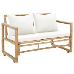 Canap&eacute; de jardin &agrave; 2 places avec coussins Bambou