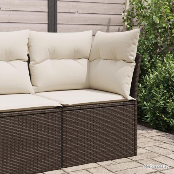 Canap� d'angle de jardin avec coussins marron r�sine tress�e