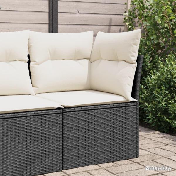Canap� d'angle de jardin avec coussins noir r�sine tress�e