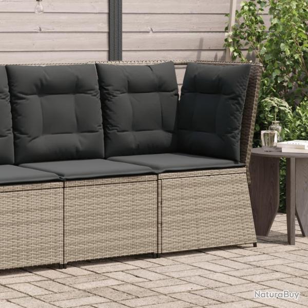 Canap� d'angle de jardin avec coussins gris r�sine tress�e
