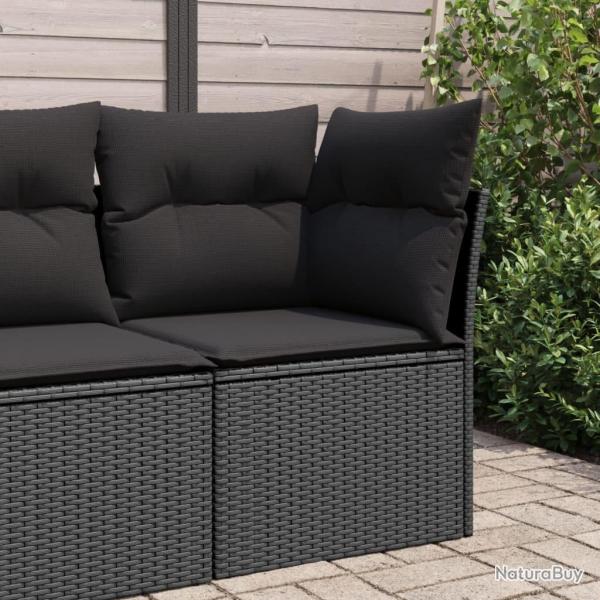 Canap� d'angle de jardin avec coussins en polyrotin noir