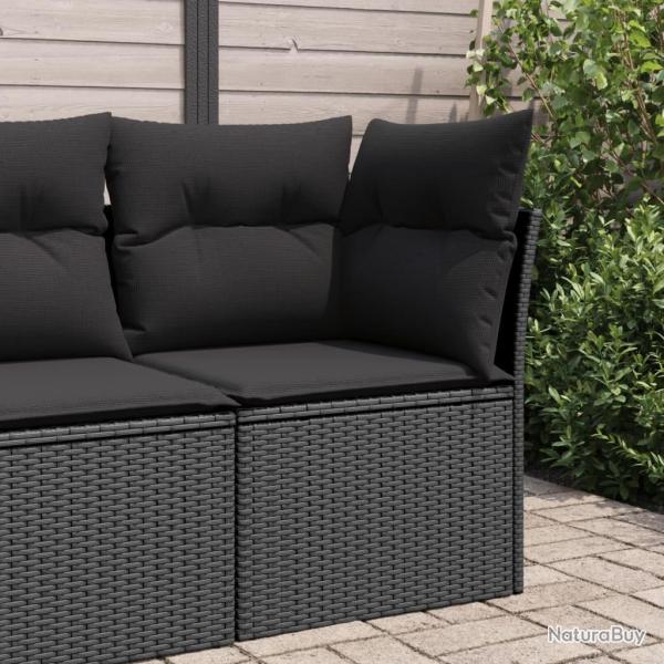Canap� d'angle de jardin avec coussins en polyrotin noir
