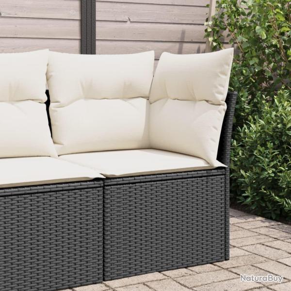 Canap� d'angle de jardin avec coussins noir r�sine tress�e