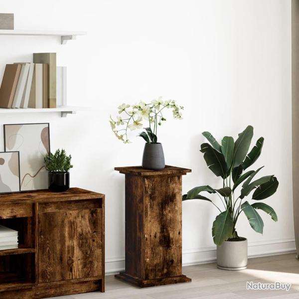 Pi�destal avec rangement ch�ne fum� 31x30x60 cm bois ing�nierie