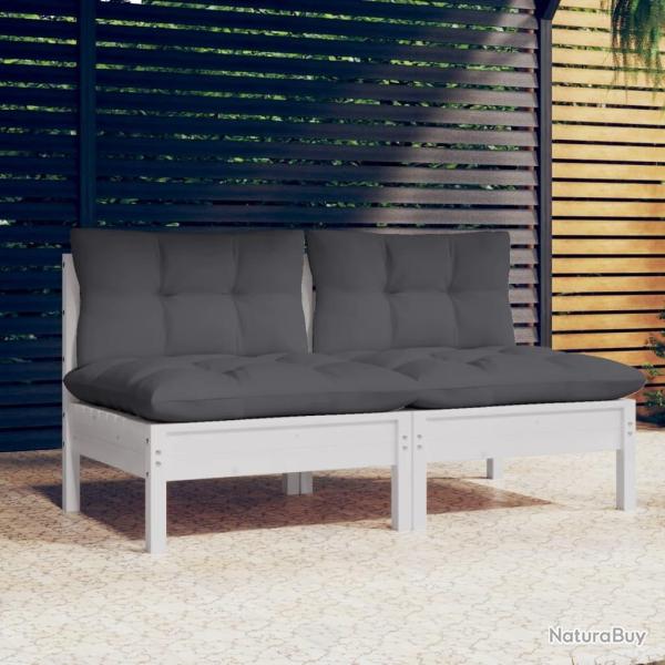 Canap� 2 places de jardin avec coussins anthracite Bois de pin