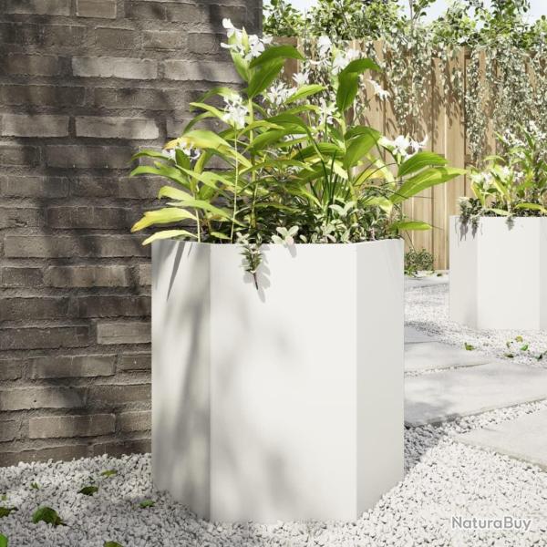 Jardini�re blanc hexagone 46x40x45 cm acier
