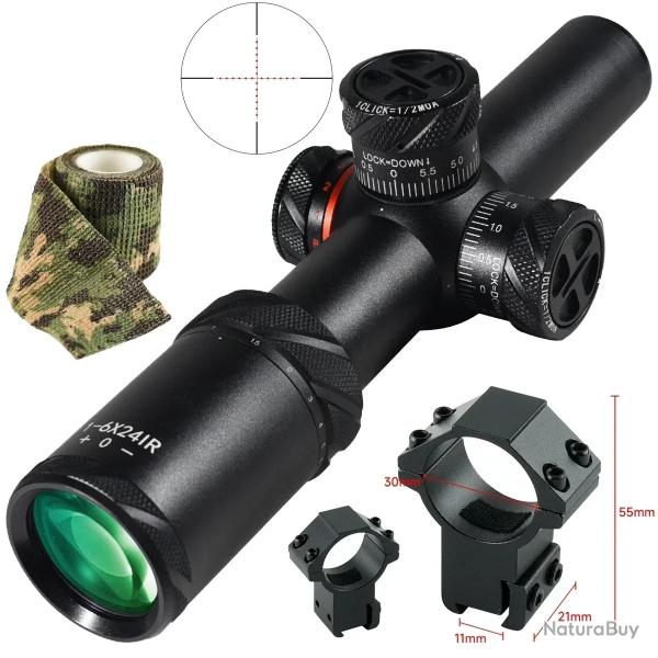 Lunette de vise en verre HD pour la chasse 1-6x24IR--11mm Tall-*  -PAIEMENT 3/4 FOIS !!!