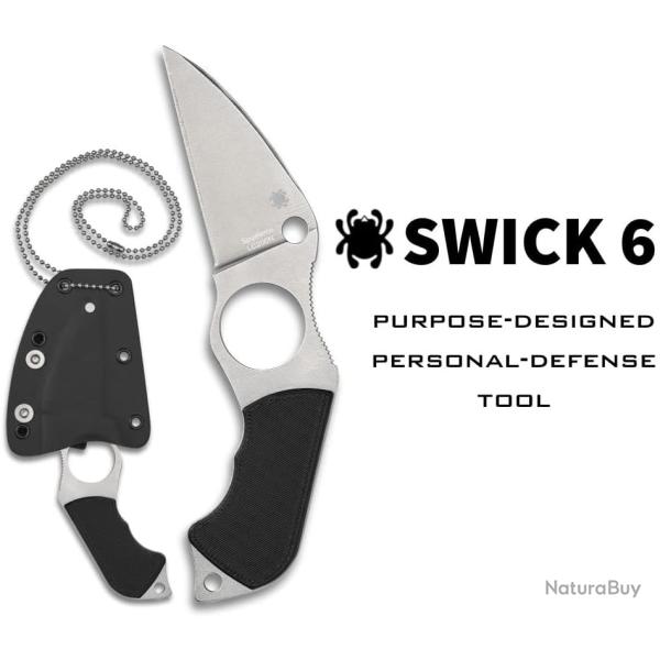 Couteau Spyderco Swick 6 Lame Wharncliffe Acier LC200N Manche G10 Etui Boltaron Made USA SCFB14P6 -