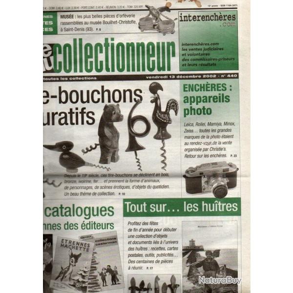 la vie du collectionneur 440 d�cembre 2002, tire-bouchons figuratifs, catalogues �trennes �diteurs,