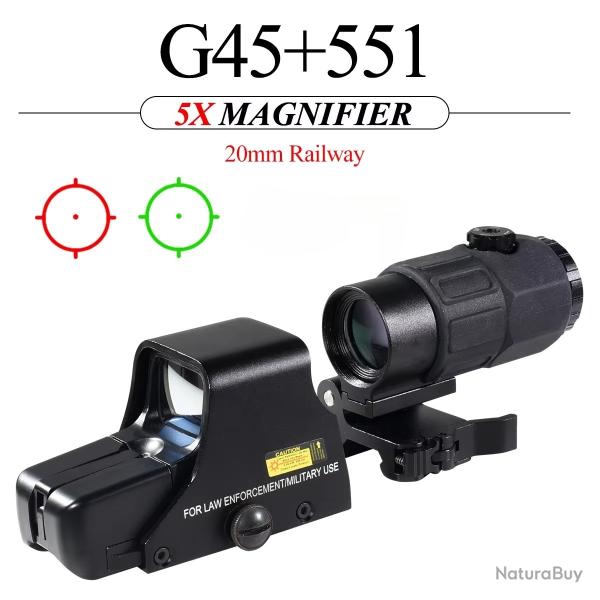 Loupe optique pliante adapte au montage sur Rail de 20mm  -*551 + G45 LIVRAISON GRATUITE