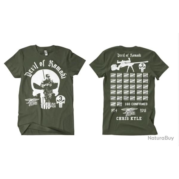 T shirt Devil Ramadi Navy SEAL Sniper Vert arm�e