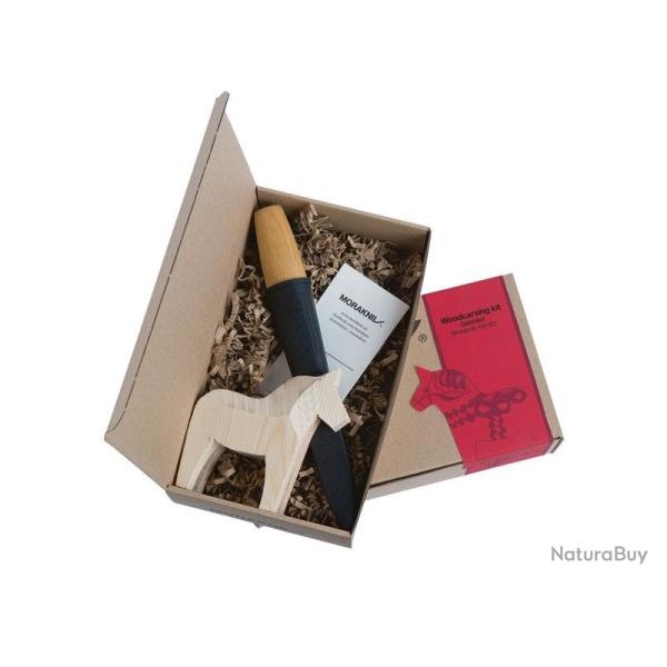 KIT POIGNARD A SCULPTER MORA 120 + CHEVAL EN BOIS