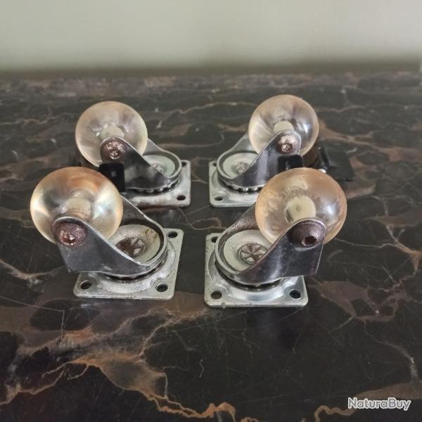 Roulette DESIGN pivotante � 35 mm en polyur�thane translucide profil bomb� type roller